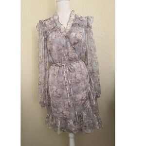 En Saison Floral Long Sleeve Wrap Dress Size Large